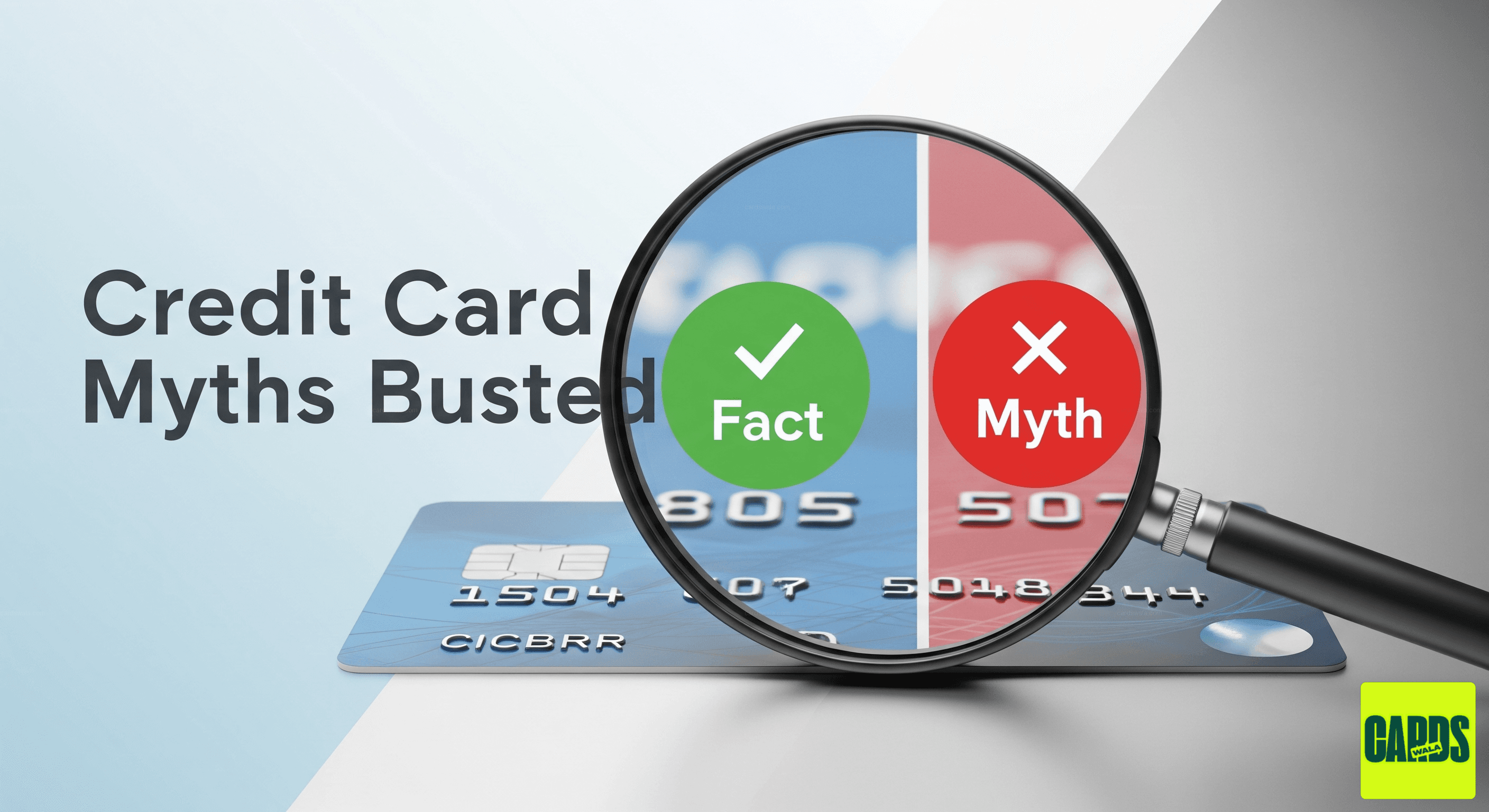 Credit card myths and facts illustration Credit card myths and facts illustration