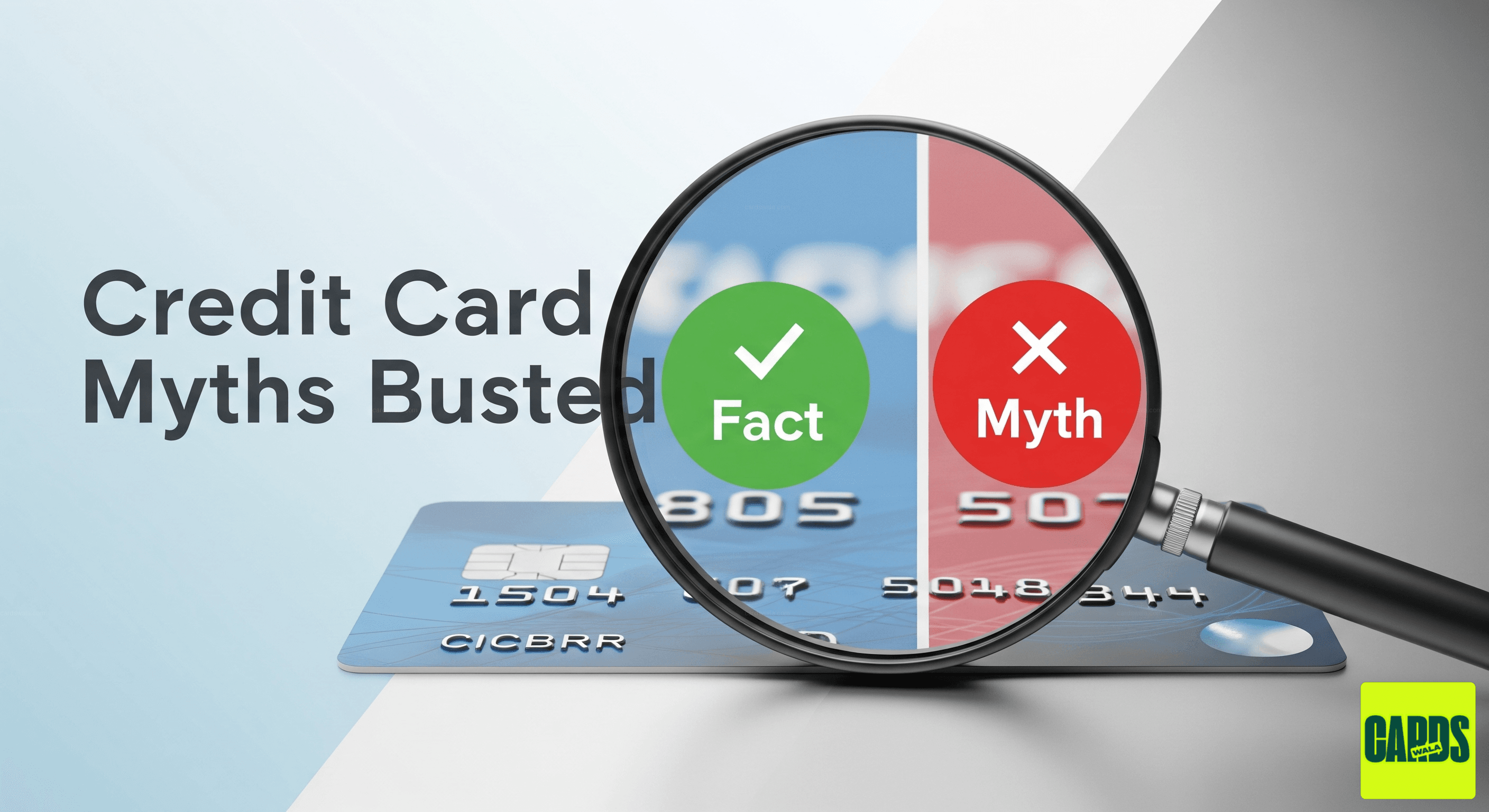 Credit card myths and facts illustration Credit card myths and facts illustration